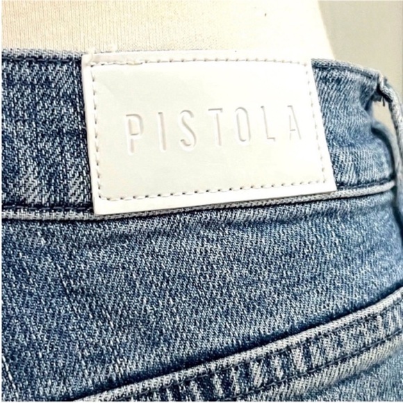 PISTOLA Light Blue Striped Jean Shorts Sz 27 - Picture 7 of 10